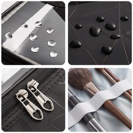 Larlary Toiletry Bag, Double Layer, Double Layer Lady, Used for Storing Cosmetics and Toiletries (Black), black, Double-layered, easy to wear