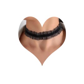 TseenYi Black Lace Choker Necklace Gothic Tattoo Choker Lace Necklace Wavy Lace Choker Necklace Vintage Wide Lace Collar Necklace Club Ball Party Jewelry for Women and Girls
