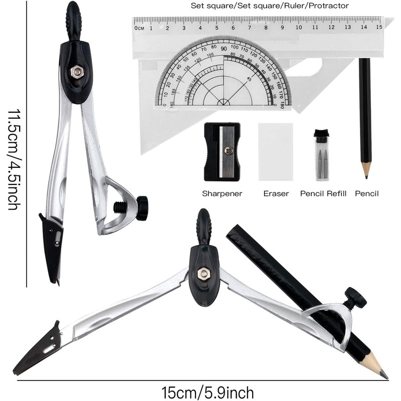 Math Compass for Geometry Set,Geometry Set Math Compass,Math Geometry Kits