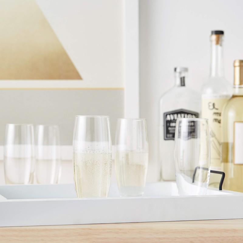 Luminarc Cachet 9-Ounce Stemless Flute Glasses, 12 Pack, Clear, 2.0