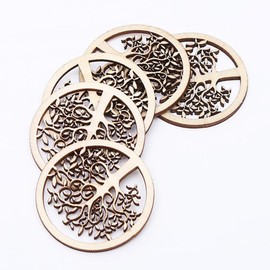 SEWACC 10pcs Wood Craft Round Family Tree Crafts Making Accessories Embellishments Decor Ornament DIY Bookmarks Wooden Slice