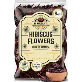 Hibiscus Flowers 8oz – All-Natural & Triple Cleaned for Vibrant Flavor. Whole Soft Flor de Jamaica Petals, Use for Refreshing Hot or Iced Tea, Agua Fresca & More. By El Molcajete