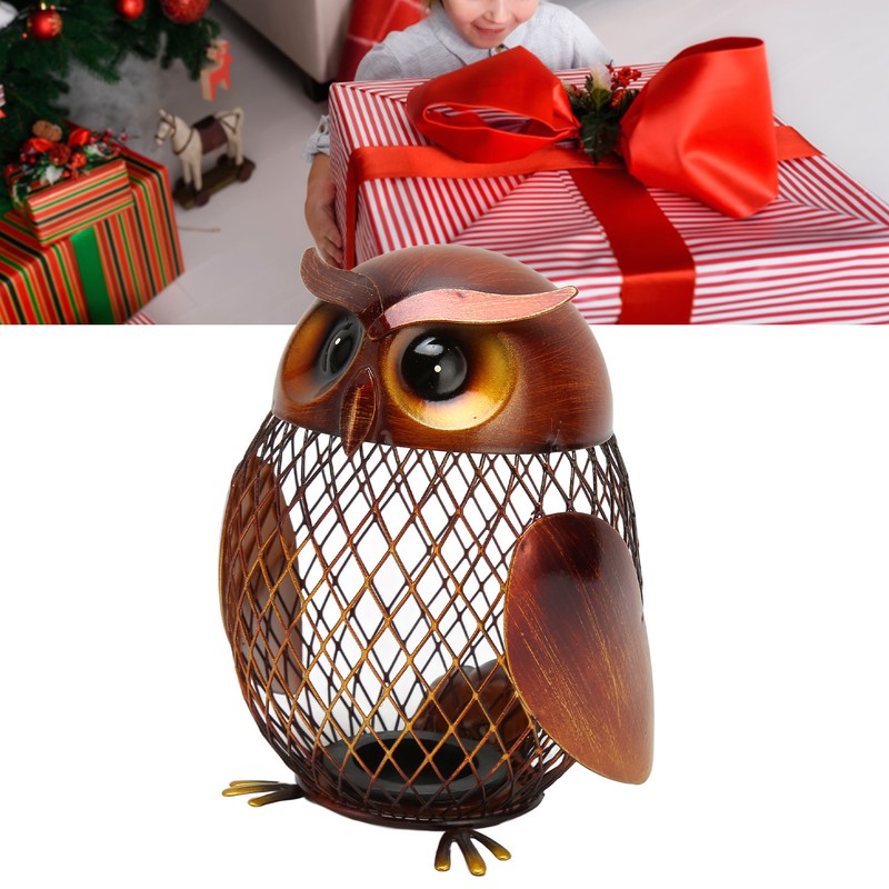 Owl Piggy Bank Owl Shaped Metal Coin Box Handwork Crafting