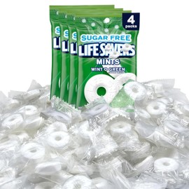 Mint Candy Wint O Green Sugar Free 4 Pack (2.75 oz Each) Individually Wrapped – Fresh Mint Flavor for Office, Travel, On-the-Go