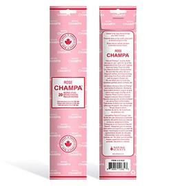 Rose Champa 11" Incense Sticks Pack of 20 Each Long Lasting Aroma Stick Lasts 60+ Minutes Pure Ingredients Make These Agarbathi Perfect for Environmental Scenting and Aromatherapy