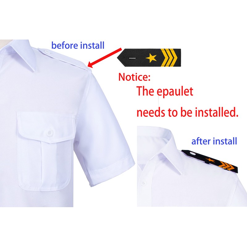6PCS Men's Yacht Captain Sailor Costume Adult Shirt Hat Accessories