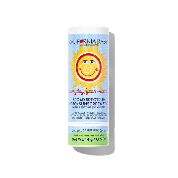California Baby Everyday/Year-Round SPF 30+ Sunscreen Stick | Broad Spectrum | Mineral Sunscreen Face & Body | Titanium Dioxide | Allergy-Friendly | Reef Safe Sunscreen | Mineral Sunscreen For Sensitive Skin | 14 g / 0.5 oz.