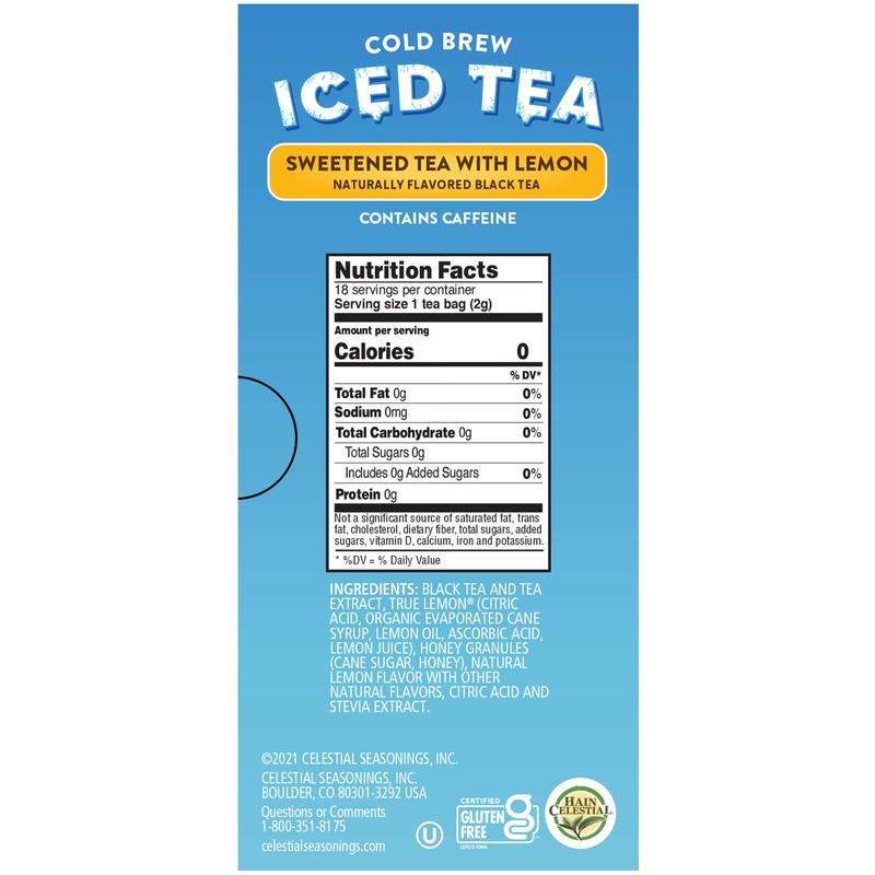 Celestial Seasonings Cold Brew Iced Tea, Sweetened Tea with Lemon,