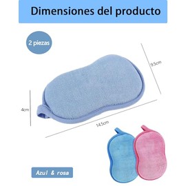 Esponja para Baño Bebe, Dos Unidades en Azul y Rosa, Suave y Absorbente para Piel del Bebé, Ideal para Cuidado Diario y Pieles Sensibles, Medidas 4 X 