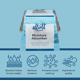 Elliott Moisture Absorber Pack of 2 - Unscented for a Fresh and Dry Home: Reduces Excess Moisture In: Cars, Caravans, Motorhomes,Garages,Sheds,Basements, etc, Light Blue