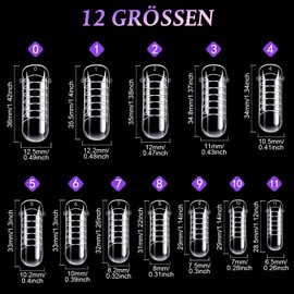 Kiiwah Pack of 120 Dual Shape Nails, Full Cover Dual Tips Nails Transparent Polygel Tips with Scale Lines Reusable Dual Shapes for Nails for Gel Manicure, Nail Studio and DIY Enthusiasts