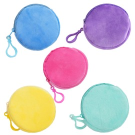 SURALIN Pack of 5 Kids Mini Purse, Candy Color Round Plush Purse Keychain, Mini Purse Coin Purse Coin Purse, multicoloured