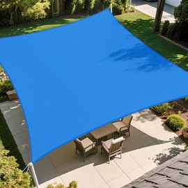 DAWNOVO 12'x16' Sun Shade Sail Rectangle Canopy Sail Shade Cloth Curved Shade Cover for Outdoor Garden Patio Deck Yard Backyard (Blue)