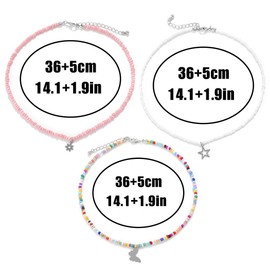 ELABEST Boho Beaded Layered Necklace Colorful Flower Star Butterfly Pendant Choker Chain Beach Costume Jewelry for Women (A)
