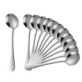 ZBKJYILF 12 Pcs Dessert Löffel, Edelstahl Löffel (Silber), Spoon Set, Teelöffel, Kaffeelöffel, Elegantes Esslöffel-Set in Modernem Design, Hochglanzpoliert & Spülmaschinenfest