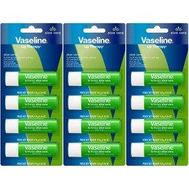 Vaseline- Lip Therapy Aloe Fresh - Bálsamo labial hidratante en barra, humectante para labios secos, 0,16 oz cada uno