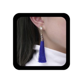 Xmsrn Vintage Crystal Stud Earrings Blue Long Tassel Dangle Earrings Long Line Tassel Earrings Long Tassel Drop Earrings Long Blue Tribal Drop Dangle Earrings for Women