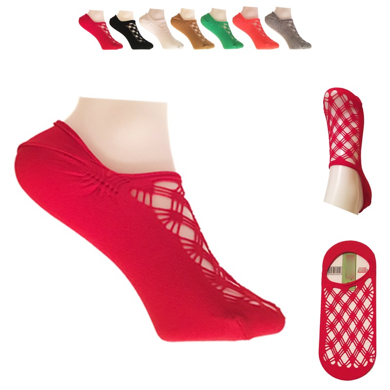 3 Pairs Ladies Fishnet Mesh Design Comfortable, Elegant Footsie Trainer