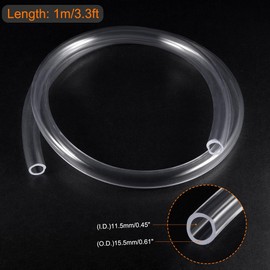 sourcing map PVC Clear Hose Vinyl Tubing 11.5mm ID 15.5mm OD 1m Flexible Lightweight for Water Tube,Air Hose,Oil Line