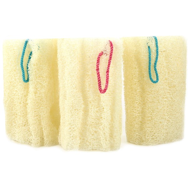 NileCart Natural Organic Egyptian Loofah Sponges, Large Exfoliating Shower Loofah Body Scrubbers SPA Beauty Bath and radiant skin (Pack of 3-6.5 In.)