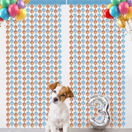 2 Pack Dog Birthday Decorations, 3.3x6.6ft Dog Paw Foil Fringe Curtains Hanging Banners Photo Prop Streamer Backdrop for Puppy Dog Themed Birthday Party Decorations (Orange Blue)