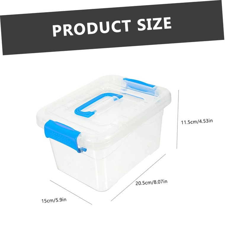 Ciieeo 4Pcs Transparent Sundries Storage Box with Lid Handheld Design