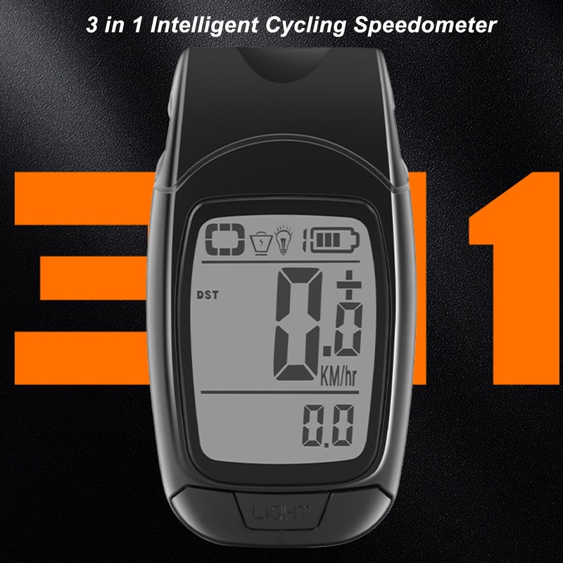 Bike Computer IP64 Waterproof Large LCD Backlit Display Cycling Speedometer