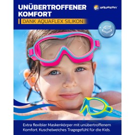 aquazon Wave Junior Children's Swimming Goggles, Snorkelling Goggles, Diving Mask for Children from 3-7 Years, Very Robust, Great Fit, Colour: Pink Blue