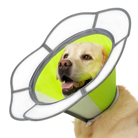 Soft Dog Cone Collar After Surgery Recovery,Adjustable E-Collar with Removable Shield,Lightweight,Breathable Anti-Licking Protective Cone for Large,Medium,Small Pets (Neon Green, XL (Neck:17''-22''))