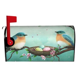Joyidec Easter Eggs Bird Flower Mailbox Covers Magnetic Standard Size Waterproof Mailbox Wraps Post Letter Box for Courtyard Garden Yard Fence Decor 21x18 in