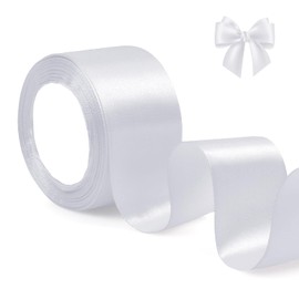 White Satin Ribbon 5 cm x 22 m - ihaspoko Gift Ribbon for Bows, Crafts, Wedding Decor & Party Themes