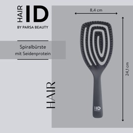 PARSA Beauty Hair ID Silk Shine Spiral Brush - Premium Hair Brush with Magic Glow Natural Bristles & Silk Protein - Flexible Brush Head for Gentle Scalp Massage - Reduces Frizz & Gives Shine