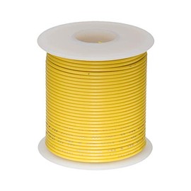 12 AWG Gauge TXL Automotive Stranded Hook Up Wire, 25 ft Length, Yellow, 0.128" Diameter, 60 Volts