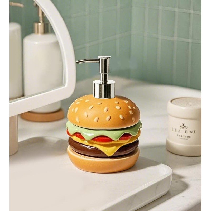 123Arts Soap Dispenser Hamburger Lotion Bottle Resin Liquid Dispenser Bathroom