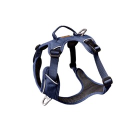 KYFLIE - No-Pull Reflective Dog Harness for Training & Daily Walks - Adjustable & Breathable Y Harness - Front & Back Leash Attachments - Control & Assistance Handle - M - Urban Dark Blue