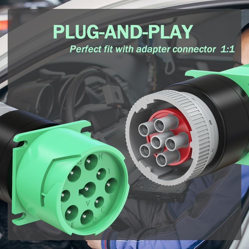 9 Pin J1939 Female to 6 Pin J1708 Male OBD2