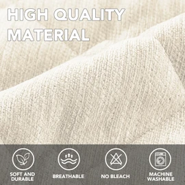 H.VERSAILTEX Couch Cover Chenille Pet Fuzzy Sofa Covers for 3 Cushion Couch Anti Slip Washable Sofa Slipcovers with Strap Soft Couch Protector Cover for Dogs Cats Kids(36" x 82", Ivory)