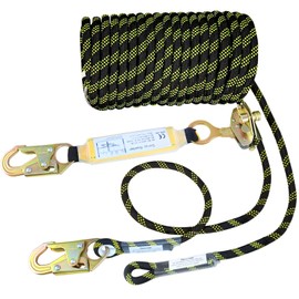 Meyoppm Vertical Lifeline Assembly 100ft, Polyester Roofing Ropes with Rope Grab Snap Hooks Shock Absorber, Fall Protection Safety Rope for Roofing Work
