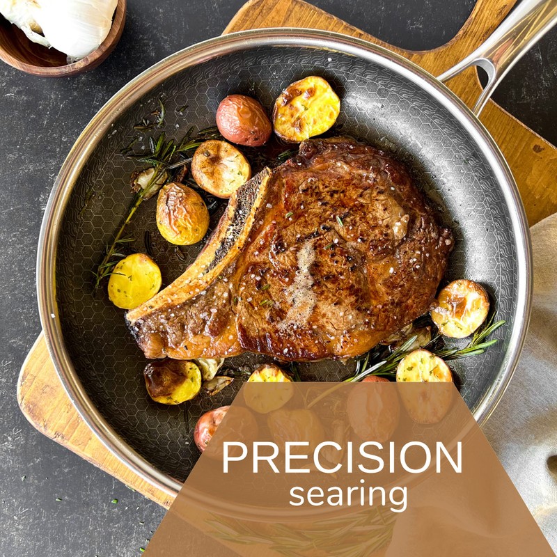 Cooksy 9 Inch Honeycomb Surface Hybrid Stainless Steel Frying Pan