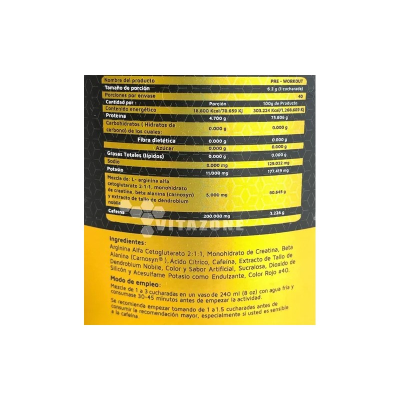 Preworkout 250 Grs Sabor Ponche De Frutas High Power