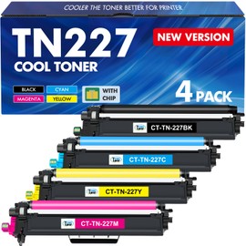 TN227 TN-227BK/C/M/Y High Yield Toner Cartridge 4 Pack: Compatible Replacement for Brother TN-223BK/C/M/Y TN223 TN-227 TN 223 for HL-L3270CDW MFC-L3770CDW HL-L3290CDW MFC-L3750CDW HL-L3210CW Printer