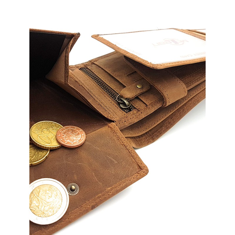 Lemasi Genuine Buffalo Full Leather Biker Wallet Skull with RFID