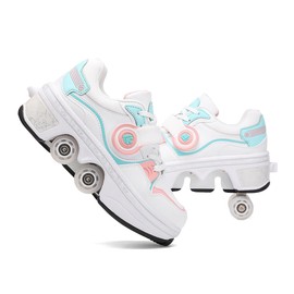 Roller Skates for Women - Retractable Roller Shoes 2-in-1 for Indoor & Outdoor Skating with Adjustable Wheels
