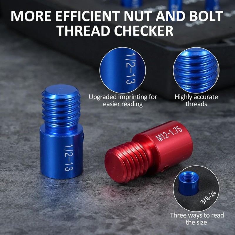 Thread Tester, Screw Identification Gauge, Screw Thread Identifier, 44-Piece Screw