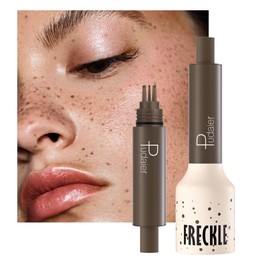 Upgrade Faux Freckle Stamp Pen – Waterproof Fake Freckles Makeup Tool, Natural-Looking Freckle Maker & Spray with Multi-Prong Precision Stamp Head, Long-Lasting Sunkissed Makeup (01 Ash Chestnut)