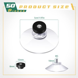 Perthlin 30 Pcs Suction Cup Plastic Suction Pads 50 mm/ 1.97 Inch Clear PVC Sucker Pads Strong Adhesive Suction Holder with Black Screw Nut for Car Shade Cloth Glass Bathroom Wall Door Glass Window