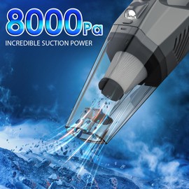 THINKWORK Car Cleaning Kit, Car Detailing Kit Interior Cleaner with High Power Handheld Vacuum, 10Pcs Detailing Brush and Storage Bag, Gray Auto Interior Cleaning Kit for Men