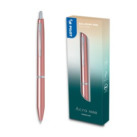 PILOT - Acro 1000 Premium Ballpoint Pen in Pink Gold in Gift Box - Ultra Soft Ink for Incomparable Writing - Refillable Retractable Ballpoint Pen - Black Ink - Medium Tip