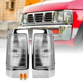 USR 90-97 Hardbody Pickup Corner Light – CLEAR Corner Lamps (Left + Right) Pair - Compatible with 1990-1997 Nissan Pick Up Hardbody Truck All Models (CLEAR CORNER LAMPS w/SOCKETS & BULBS - Plug&Play)