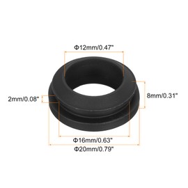 sourcing map 4Pcs Snap Rubber Grommet Hole Plug Mount Dia 16mm ID 12mm H 8mm Narrow Groove Width 2mm Seal Anti-Scratch for Electrical Box Cable Pipe Black